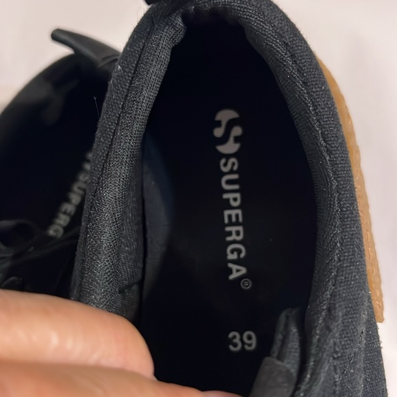 New Superga 2660 Unisex Black Gum cloth big stripe bumper Sneakers M6/W8 - Picture 9 of 14